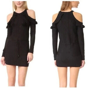 Alice McCall Between Us Jumper Cold-Shoulder Sweater Dress Ruffle Black Size 6